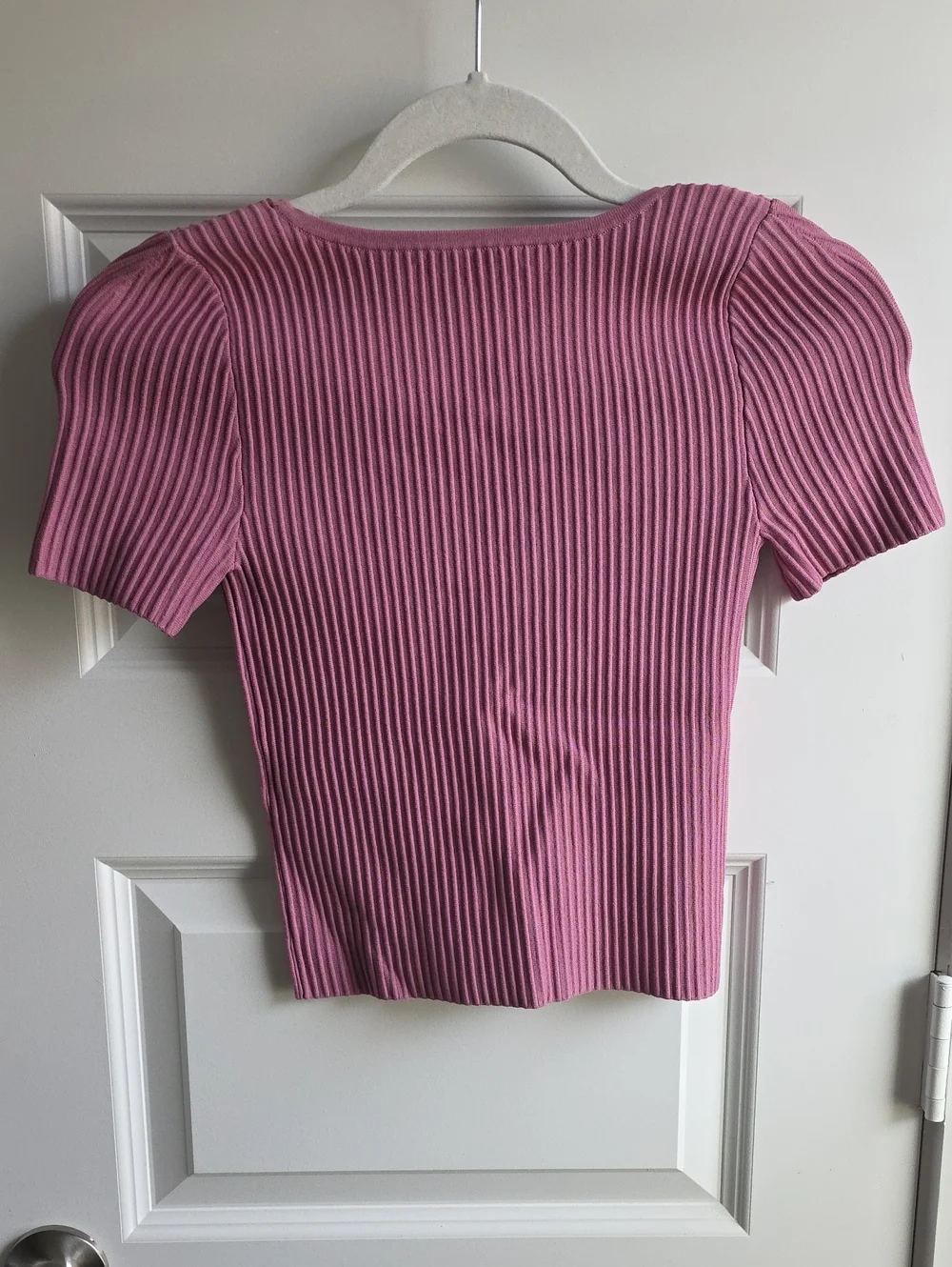 Madewell Ribbed Scoop Neck Short Sleeve Top - Pink Mauve XXS G194